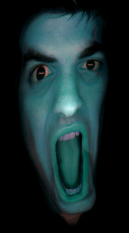 Blue face | Face captured with a flatbed scanner
