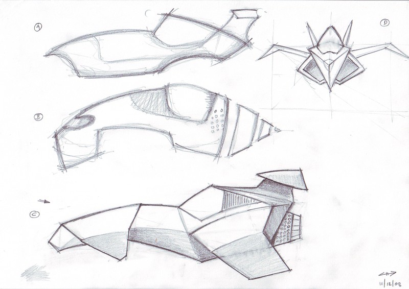 Flying car | Pencil on paper. Vehicle concept design for an Emptyfilm teaser production