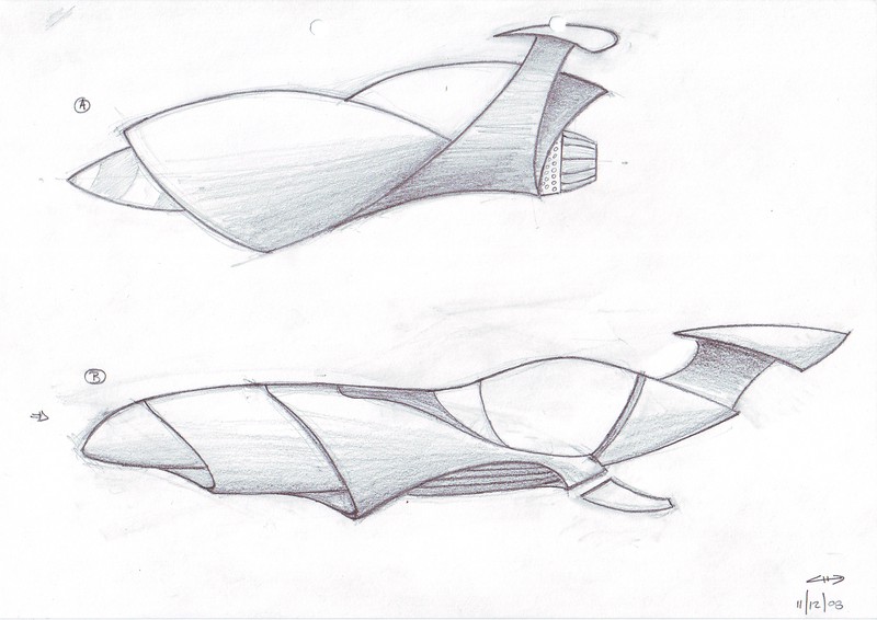 Flying car | Pencil on paper. Vehicle concept design for an Emptyfilm teaser production