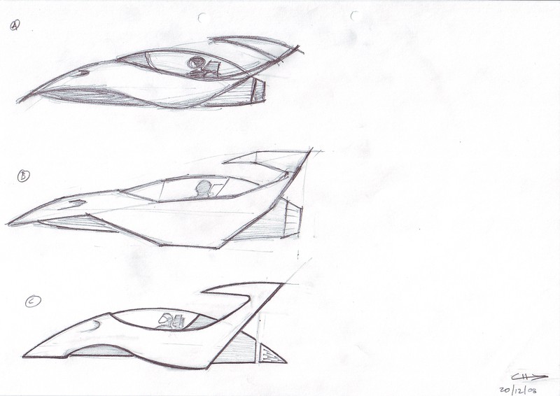 Flying car | Pencil on paper. Vehicle concept design for an Emptyfilm teaser production