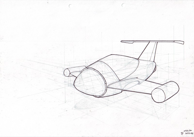 Flying car | Pencil & Pen on paper. Vehicle concept design for an Emptyfilm teaser production