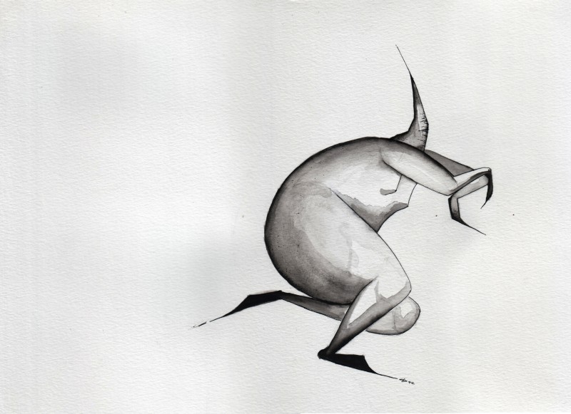 Figure | 40x30cm, ink on cardboard | Canada | British Columbia | Vancouver | West End