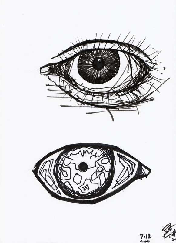 Eyes 1/3 | 21x30, markers on paper