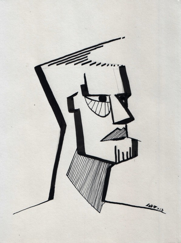 Man with nice haircut | 21x28cm, markers on paper | Greece | Athens