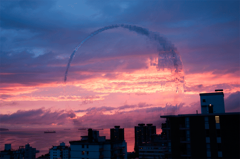 photo 1312_sunset | Digital brush that offsets time, using processing.