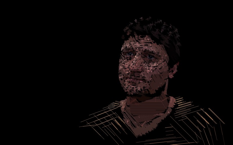 Joe | Digitally created images based on photograph using custom made brushes in Processing.