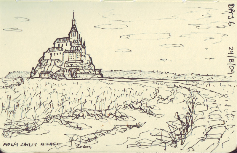 Mont Saint Michel | Pen on sketchbook. Travel journal, during cycling trip accross Europe