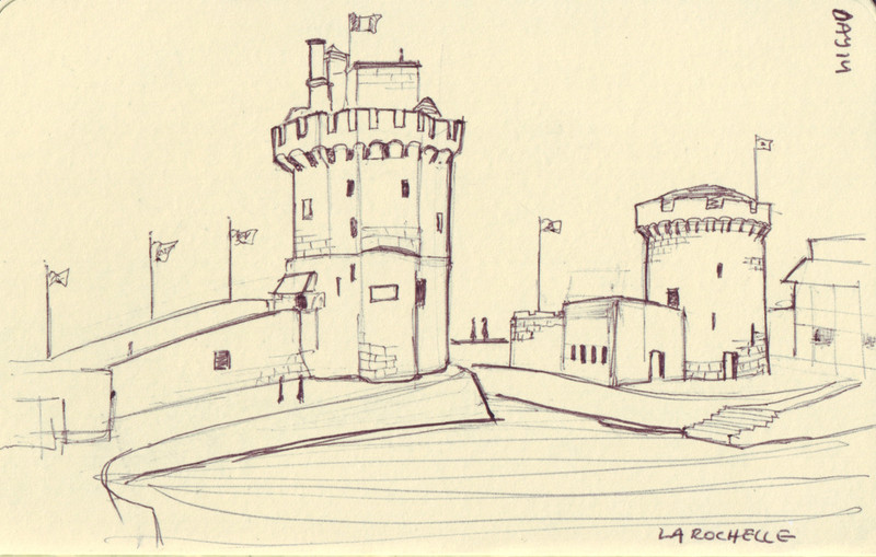La Rochelle | Pen on sketchbook. Travel journal, during cycling trip accross Europe