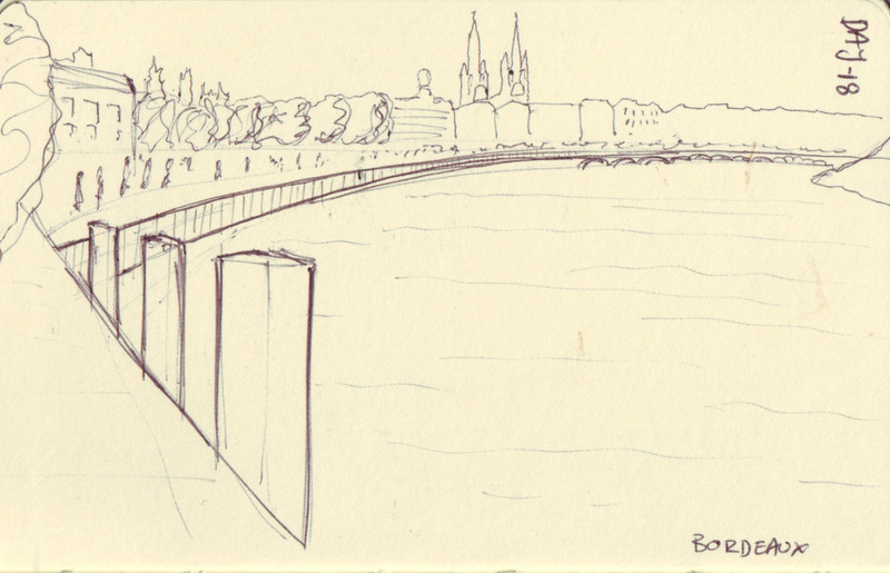 Bordeaux | Pen on sketchbook. Travel journal, during cycling trip accross Europe