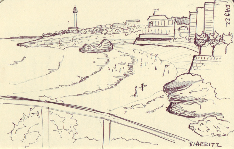 Biarritz | Pen on sketchbook. Travel journal, during cycling trip accross Europe