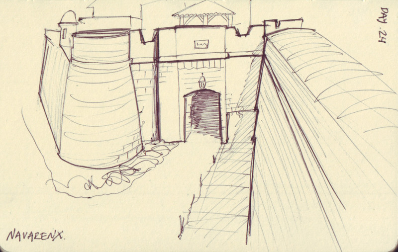 Navarenx | Pen on sketchbook. Travel journal, during cycling trip accross Europe