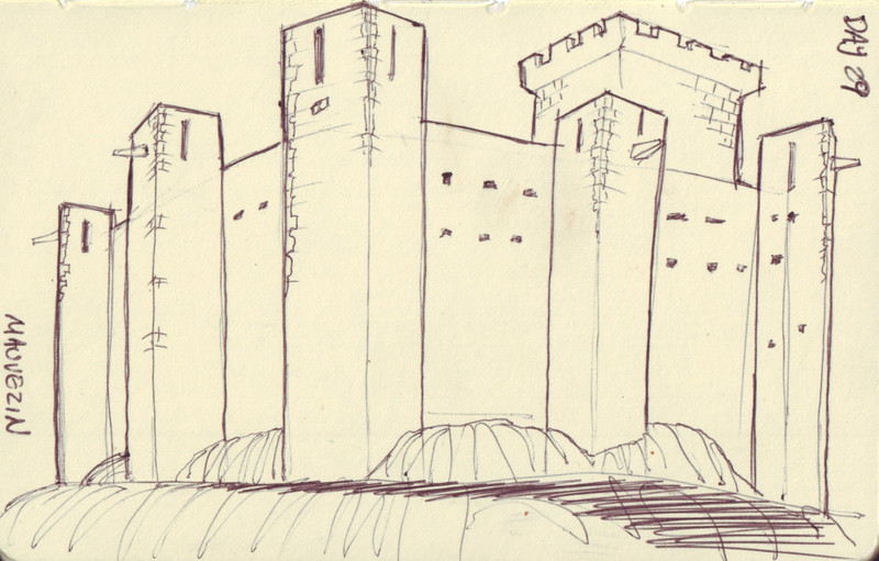 Mauvezin | Pen on sketchbook. Travel journal, during cycling trip accross Europe