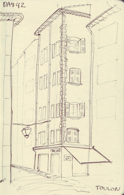 Toulon | Pen on sketchbook. Travel journal, during cycling trip accross Europe