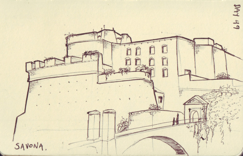 Savona | Pen on sketchbook. Travel journal, during cycling trip accross Europe
