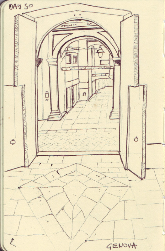 Genova | Pen on sketchbook. Travel journal, during cycling trip accross Europe