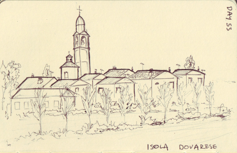 Isola Dovarese | Pen on sketchbook. Travel journal, during cycling trip accross Europe