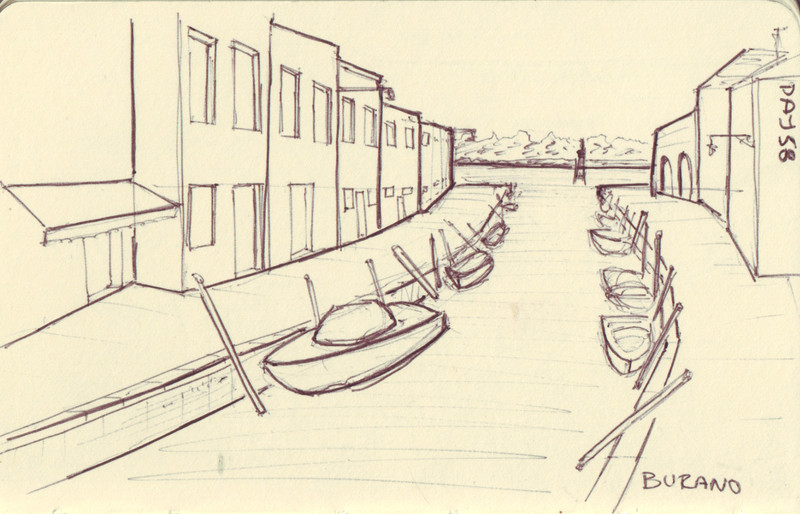 Burano | Pen on sketchbook. Travel journal, during cycling trip accross Europe