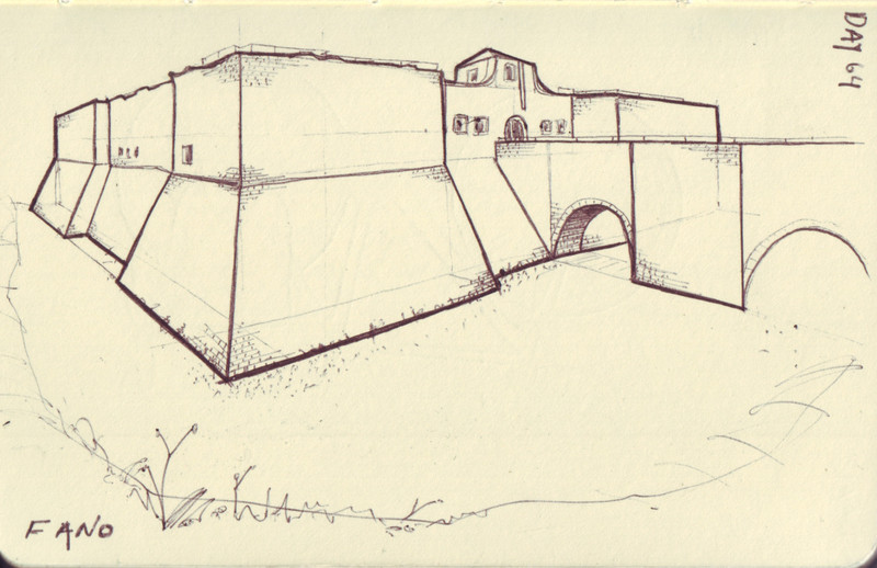 Fano | Pen on sketchbook. Travel journal, during cycling trip accross Europe