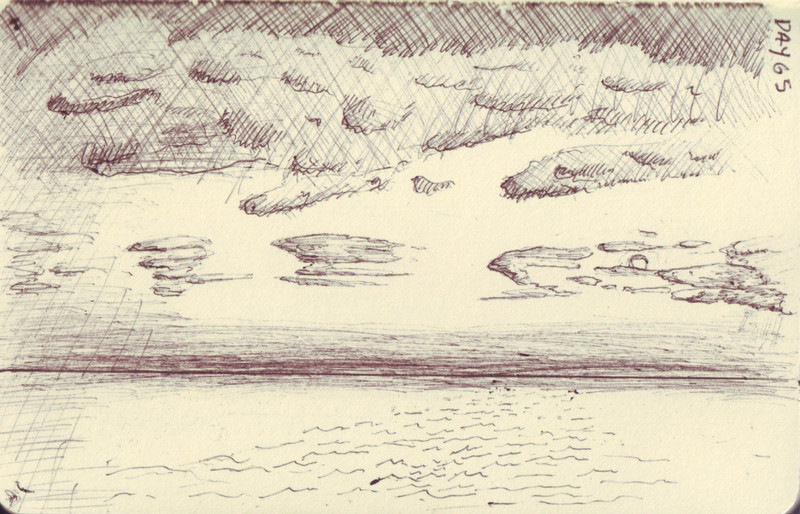 Sea | Pen on sketchbook. Travel journal, during cycling trip accross Europe