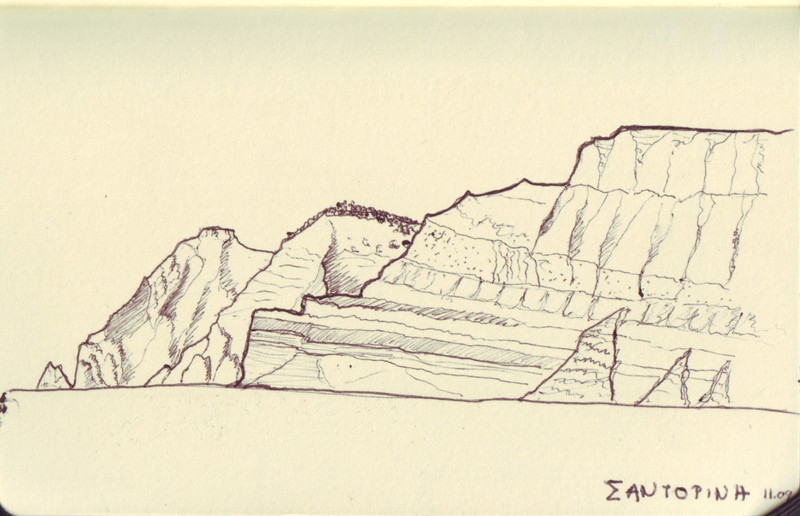 Santorini | Pen on sketchbook. Travel journal | Greece | Santorini