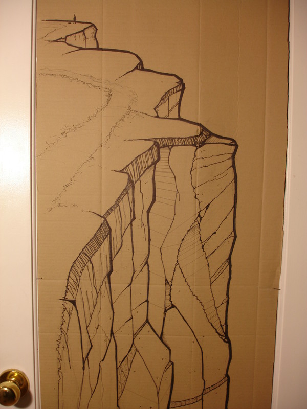 Beachy Head cliffs | 48x162cm markers on containerboard. Detail