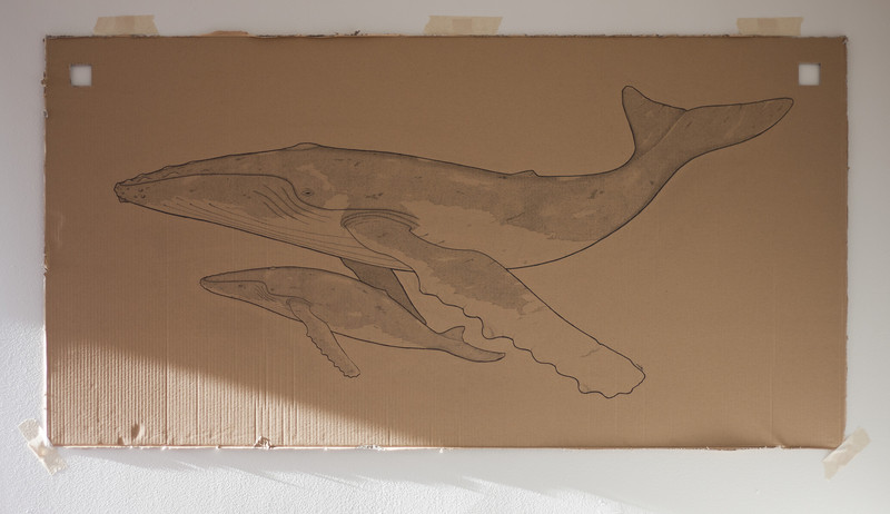 Mother and Son | 152x78cm markers on containerboard