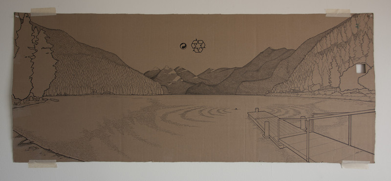 Joe in the lake | 160x67cm markers on containerboard. Lake Cresent