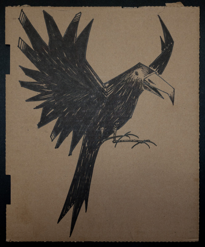 Halloween crow | 32x26cm, markers on cardboard