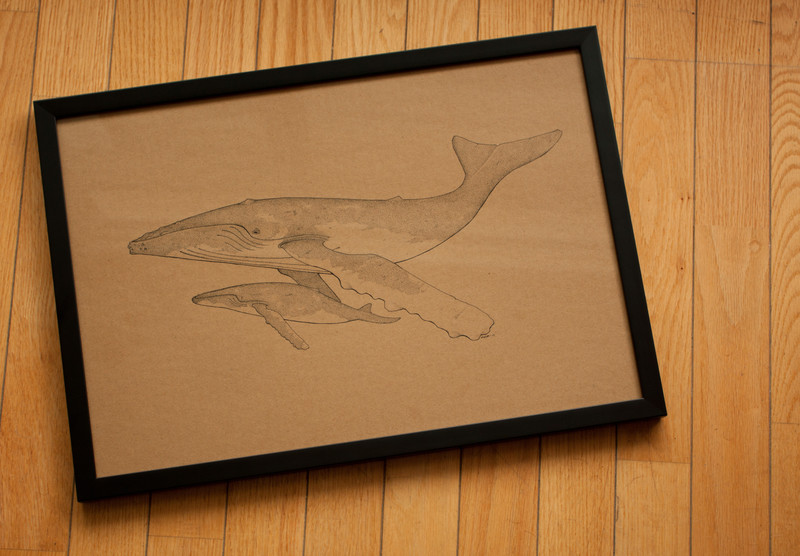 Mother and Son | 48x33cm, ink and pen on cardboard, Framed