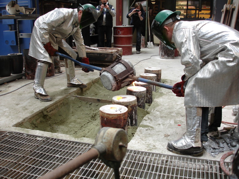 Conqueror wip | Pour the bronze into the investment mold