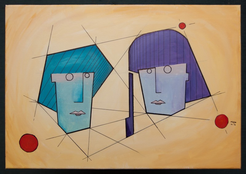 Couple | 50x35cm, acrylics & pen on canvas