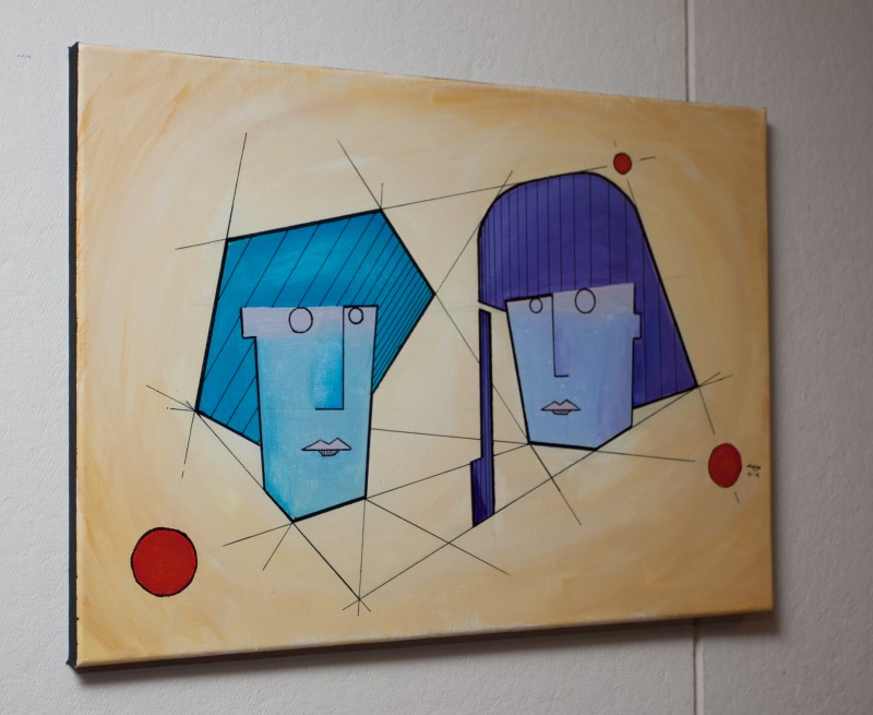 Couple | 50x35cm, acrylics & pen on canvas