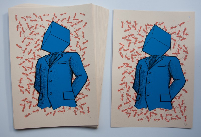 Binary Speech Cube | 23x33cm, three layer silk screen prints on 260grams paper | 31 impressions | Greece | Attiki | Athens