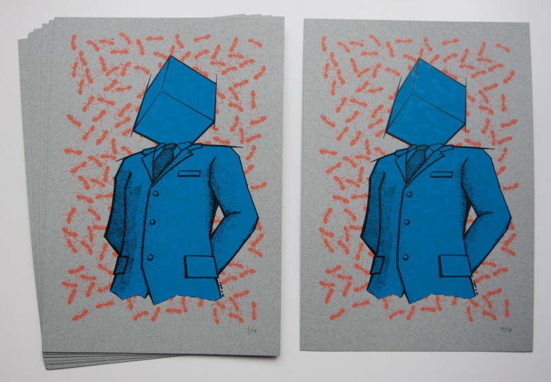 Binary Speech Cube | 23x33cm, three layer silk screen prints on 300grams paper | 14 impressions | Greece | Attiki | Athens