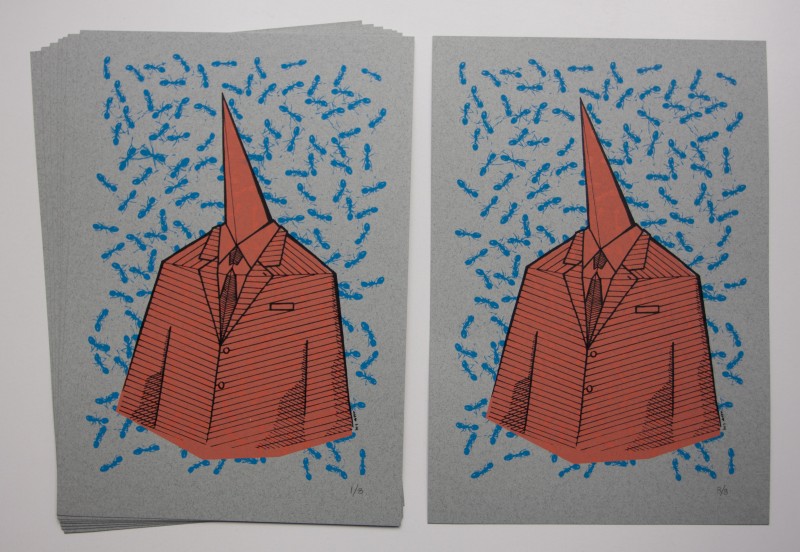 Binary Speech Cone | 23x33cm, three layer silk screen prints on 300grams paper | 8 impressions | Greece | Attiki | Athens