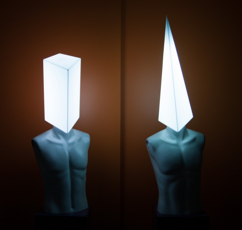 Debate | Light & sound installation - mixed media, electronics, programming (naked figures)