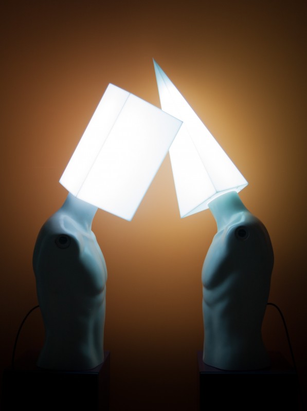 Debate | Light & sound installation - mixed media, electronics, programming (naked figures)