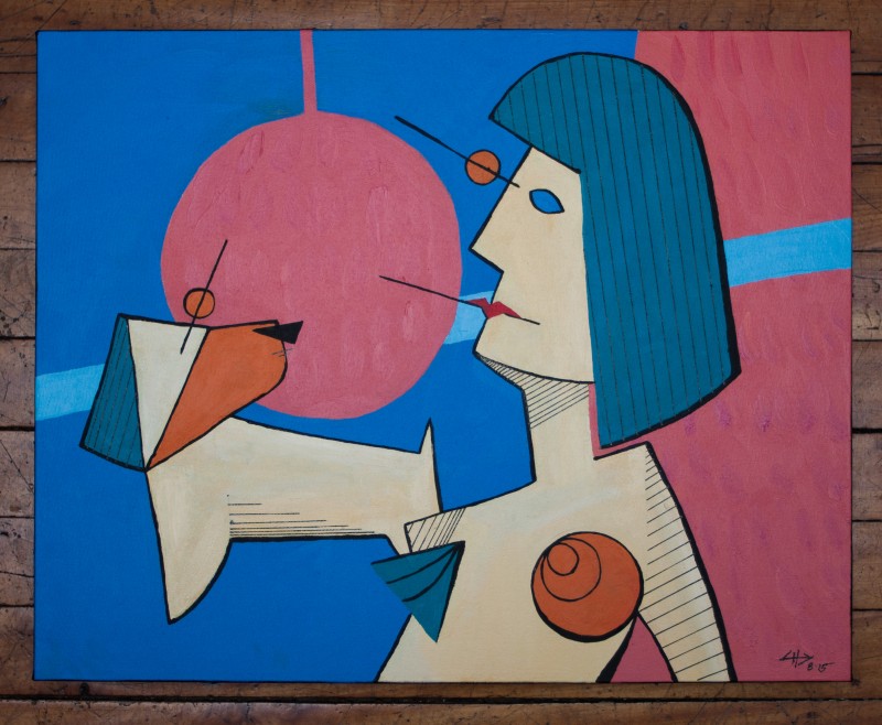 girl and the dog | 50x40cm, acrylics on canvas