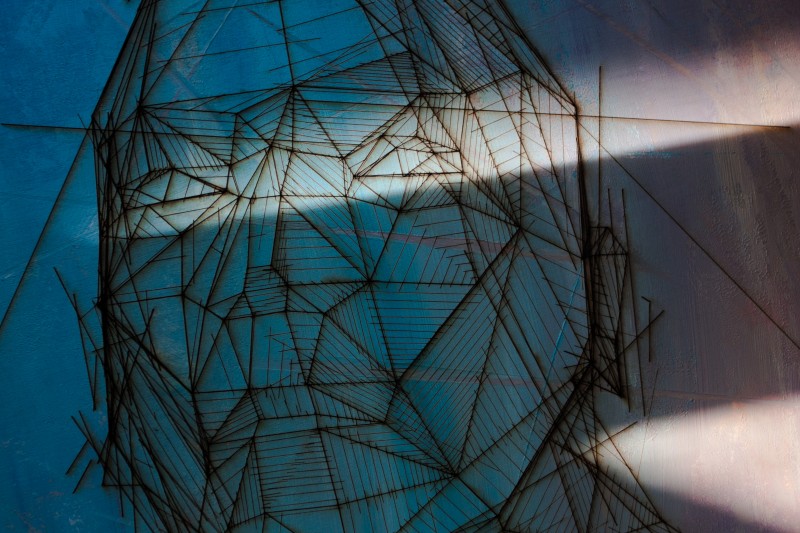 FaceCut | 30x40cm laser cut, wooden panel, acrylics