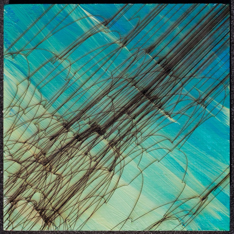 waterfall 02 | 15x15cm laser cut, wooden panel, acrylics